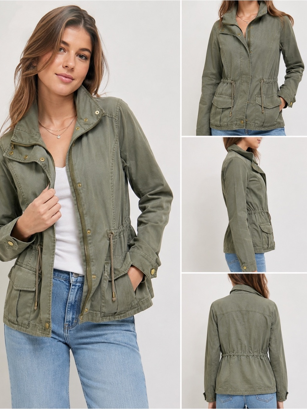H&M Olive Green Drawstring Utility Jacket - Women